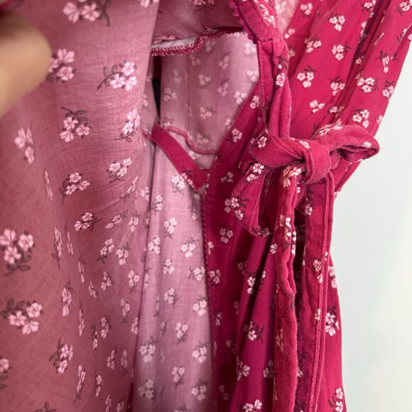 Draper James Red Floral Wrap Dress Tie Waist V-Neck Short Sleeve Size 0 - Picture 4 of 9